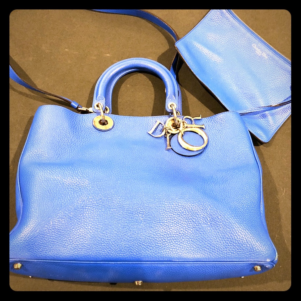 Diorissimo Smooth Blue Calfskin Leather Tote